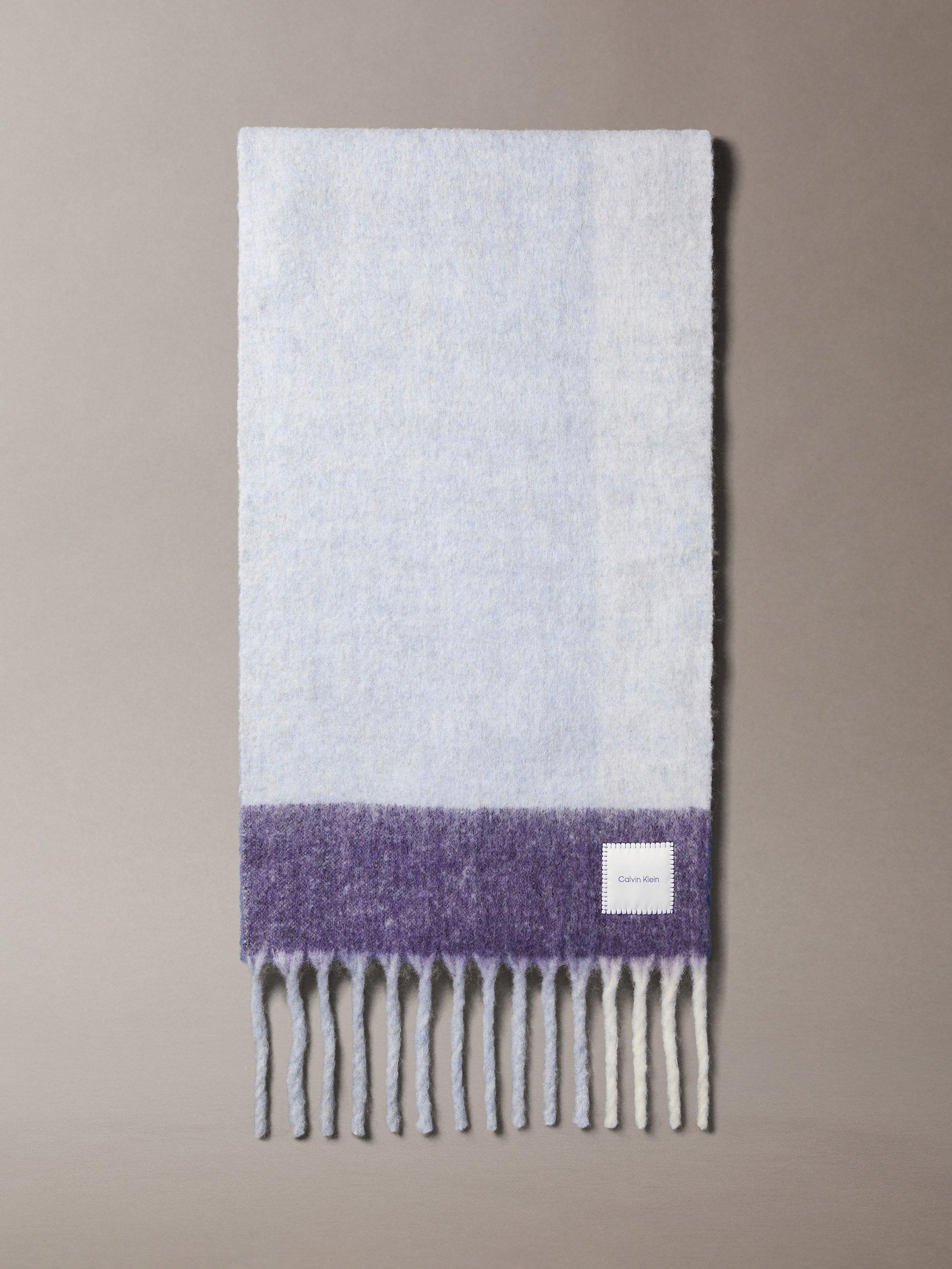 Product image 1 of 3, which shows Calvin Klein Wool Blend Check Scarf, Purple Opulence, One Size