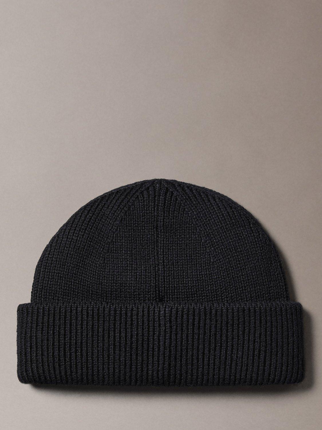 Product image 2 of 3, which shows Calvin Klein Rib Knit Beanie Hat, Black, One Size
