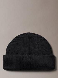 Calvin Klein Rib Knit Beanie Hat - view 2, Black