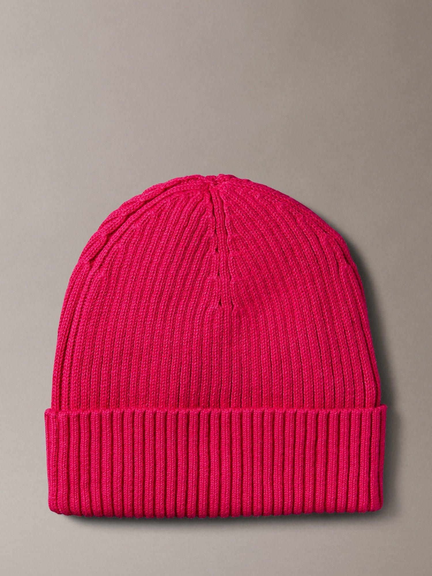 Product image 2 of 3, which shows Calvin Klein Rib Knit Beanie Hat, Petunia Pink, One Size