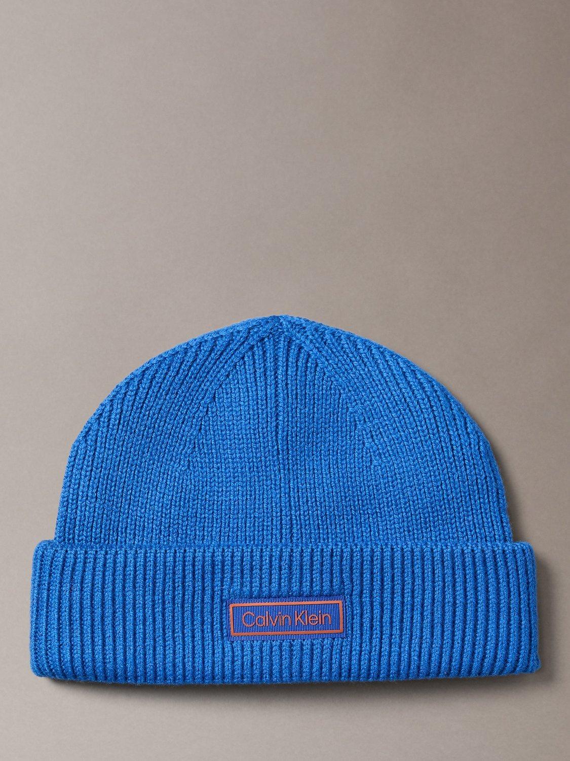 Product image 1 of 3, which shows Calvin Klein Rib Knit Beanie Hat, Royalty Blue, One Size