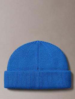 Calvin Klein Rib Knit Beanie Hat - view 2, Royalty Blue