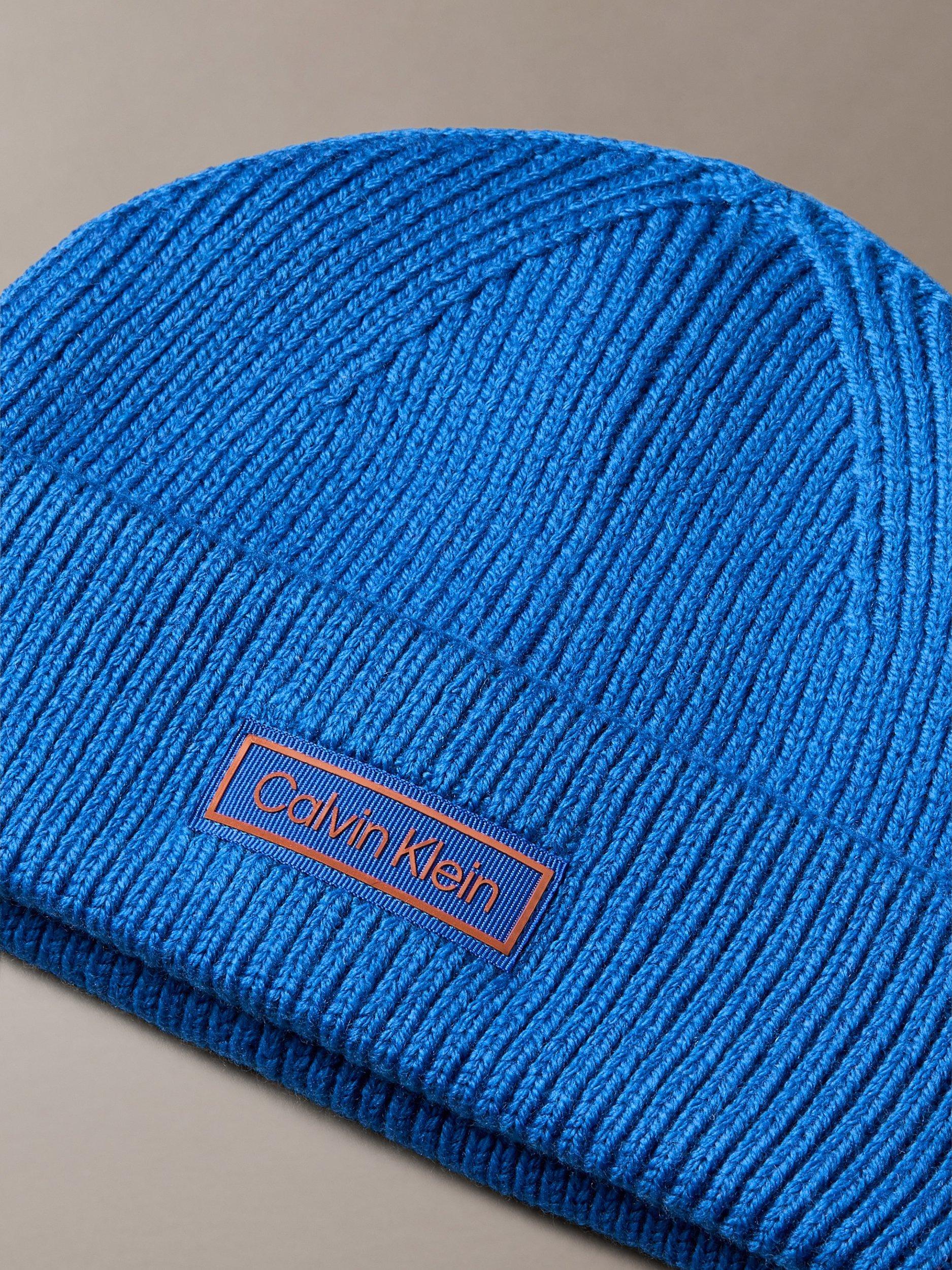 Product image 3 of 3, which shows Calvin Klein Rib Knit Beanie Hat, Royalty Blue, One Size