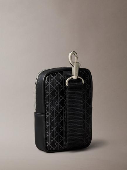 Calvin Klein Monogram Logo Zip Pouch, Black - view 2, Black