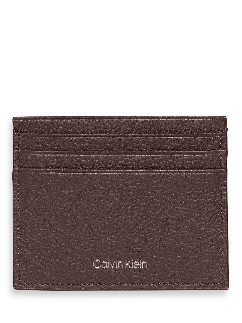 Product image 4 of 4, which shows Calvin Klein Embossed Logo Card Holder, Ck Dark Brown, One Size