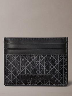 Calvin Klein Monogram Logo Card Holder, Black, Black