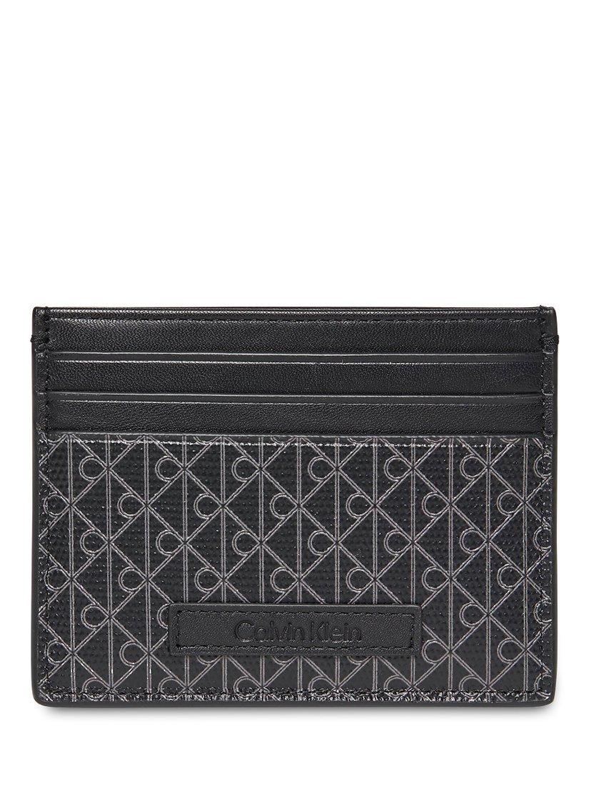 Product image 4 of 4, which shows Calvin Klein Monogram Logo Card Holder, Black, One Size