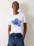 Jigsaw Crochet Flower T-Shirt, White/Multi
