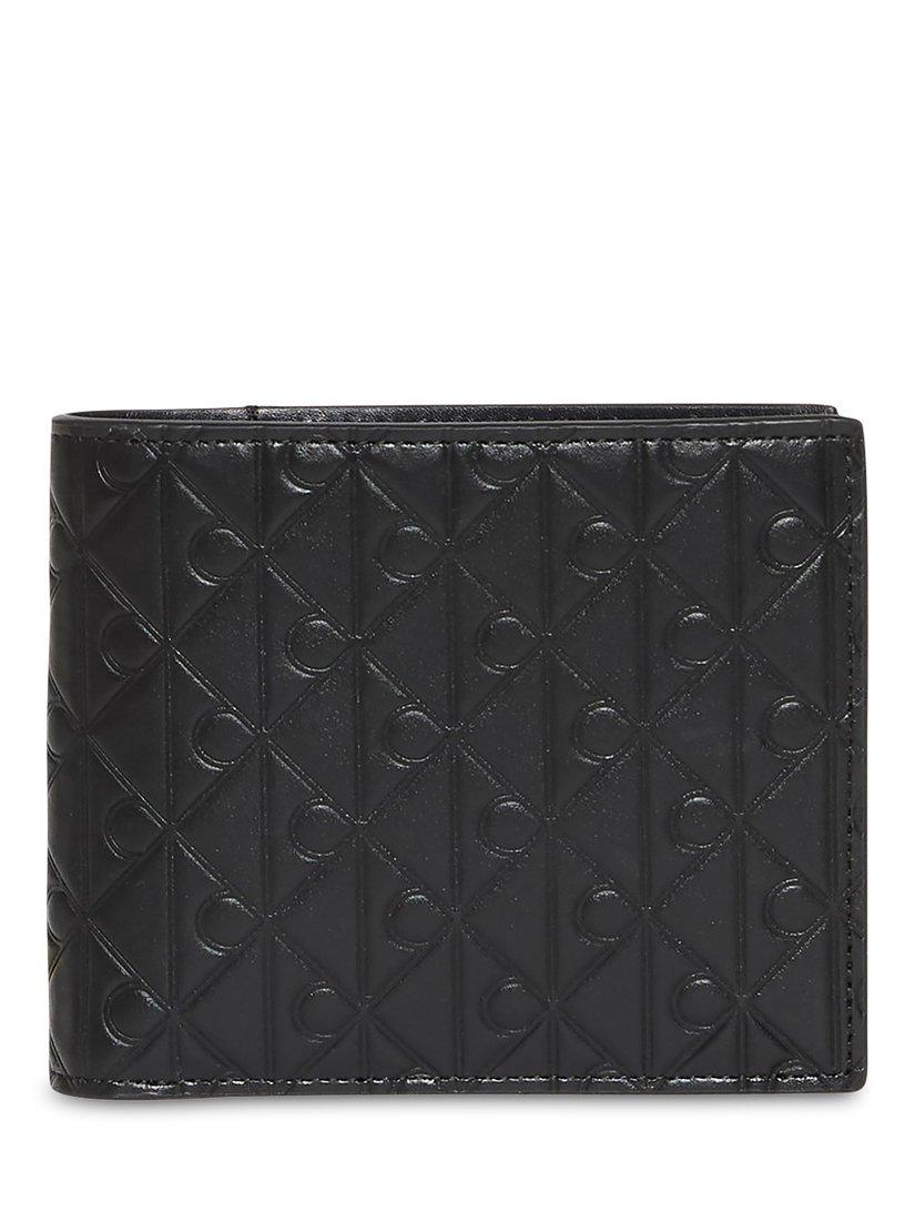 Product image 1 of 1, which shows Calvin Klein Leather Embossed Monogram Logo Wallet, Black, One Size