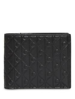 Calvin Klein Leather Embossed Monogram Logo Wallet, Black, Black