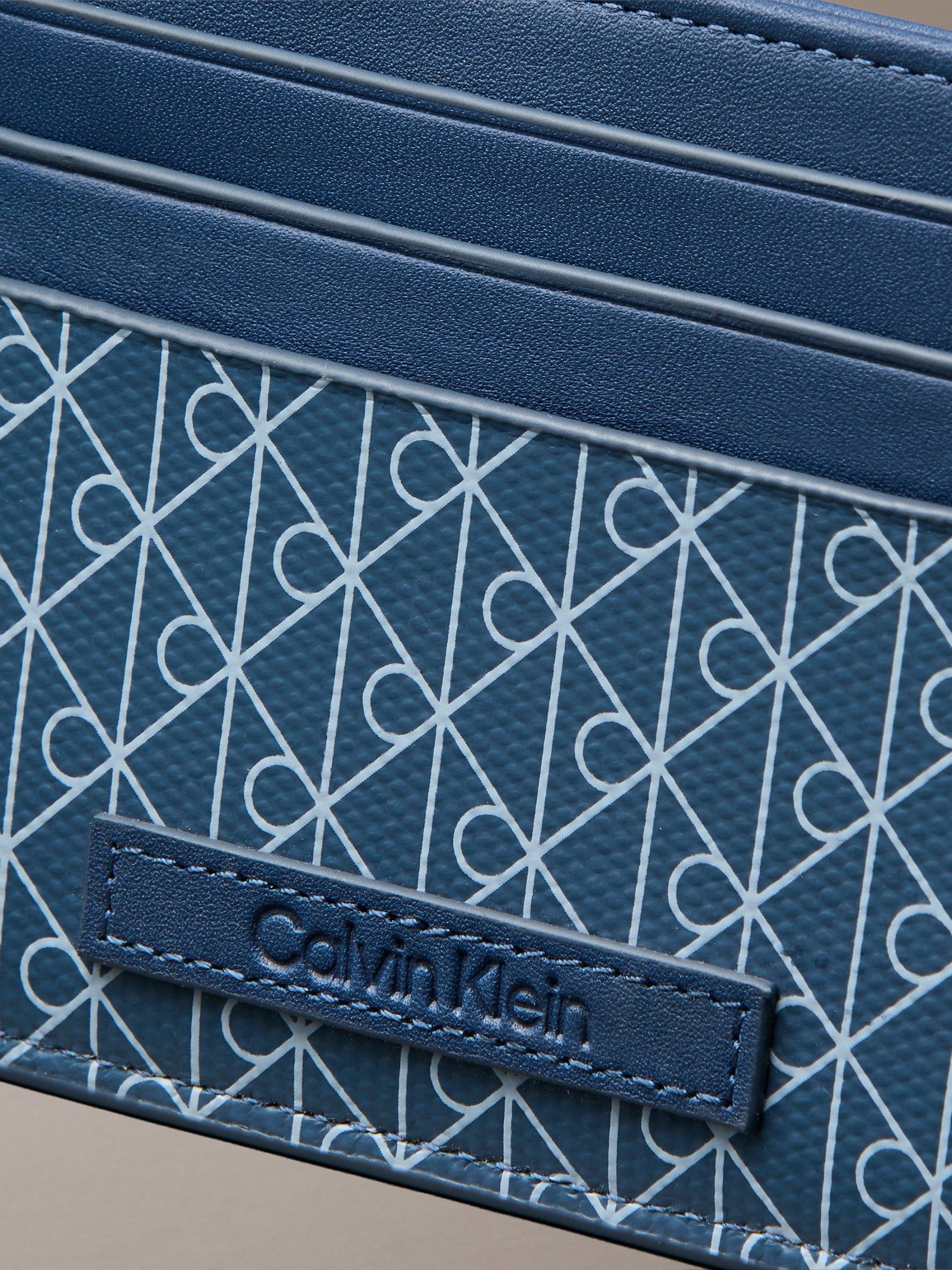 Product image 3 of 4, which shows Calvin Klein Monogram Logo Card Holder, Denim Blue, One Size