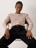 Jigsaw Stripe Slub Jersey Top, Red/Multi