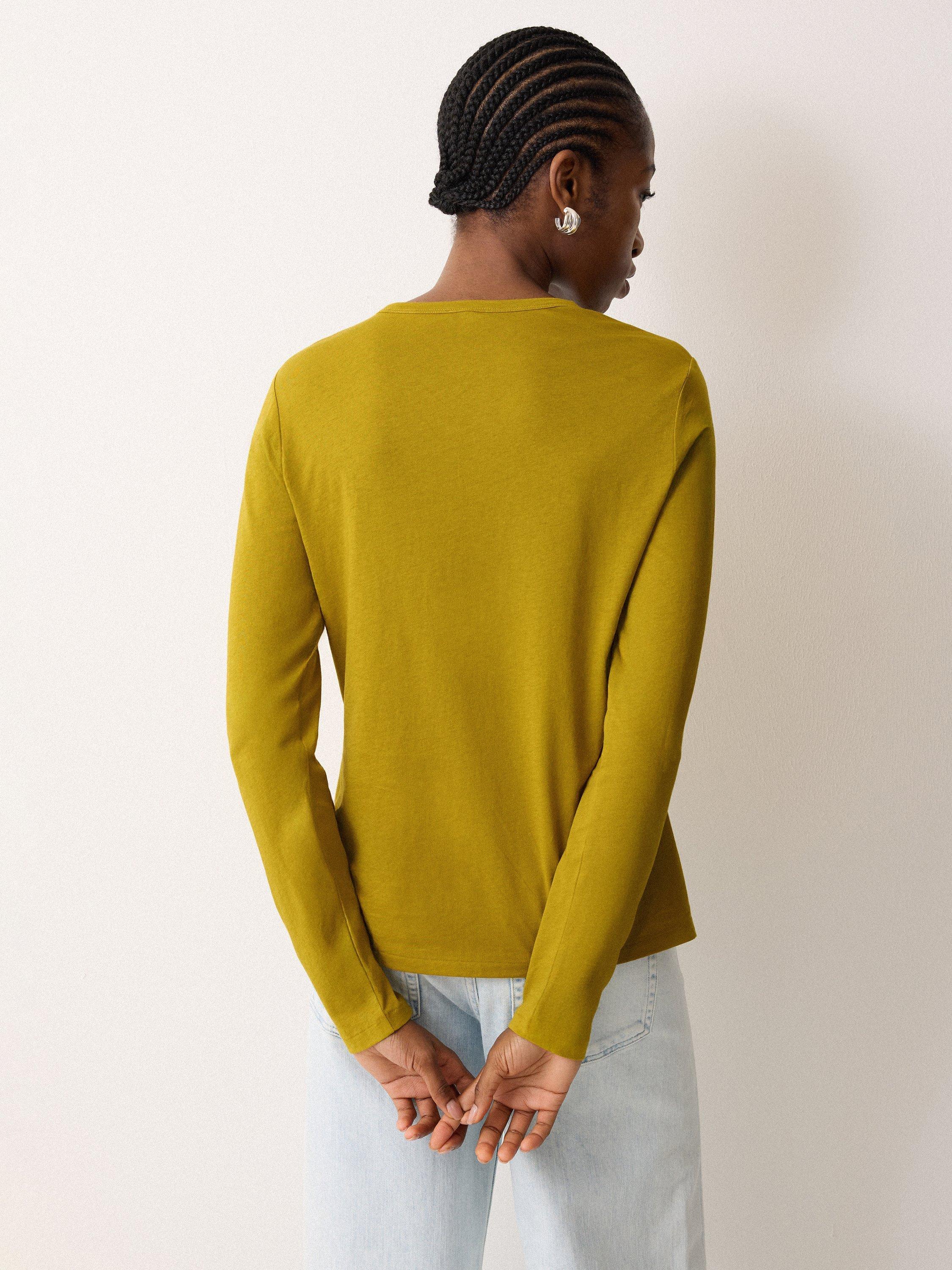Product image 2 of 5, which shows Jigsaw Supima Cotton Long Sleeve Top, Vintage Chartreuse, S
