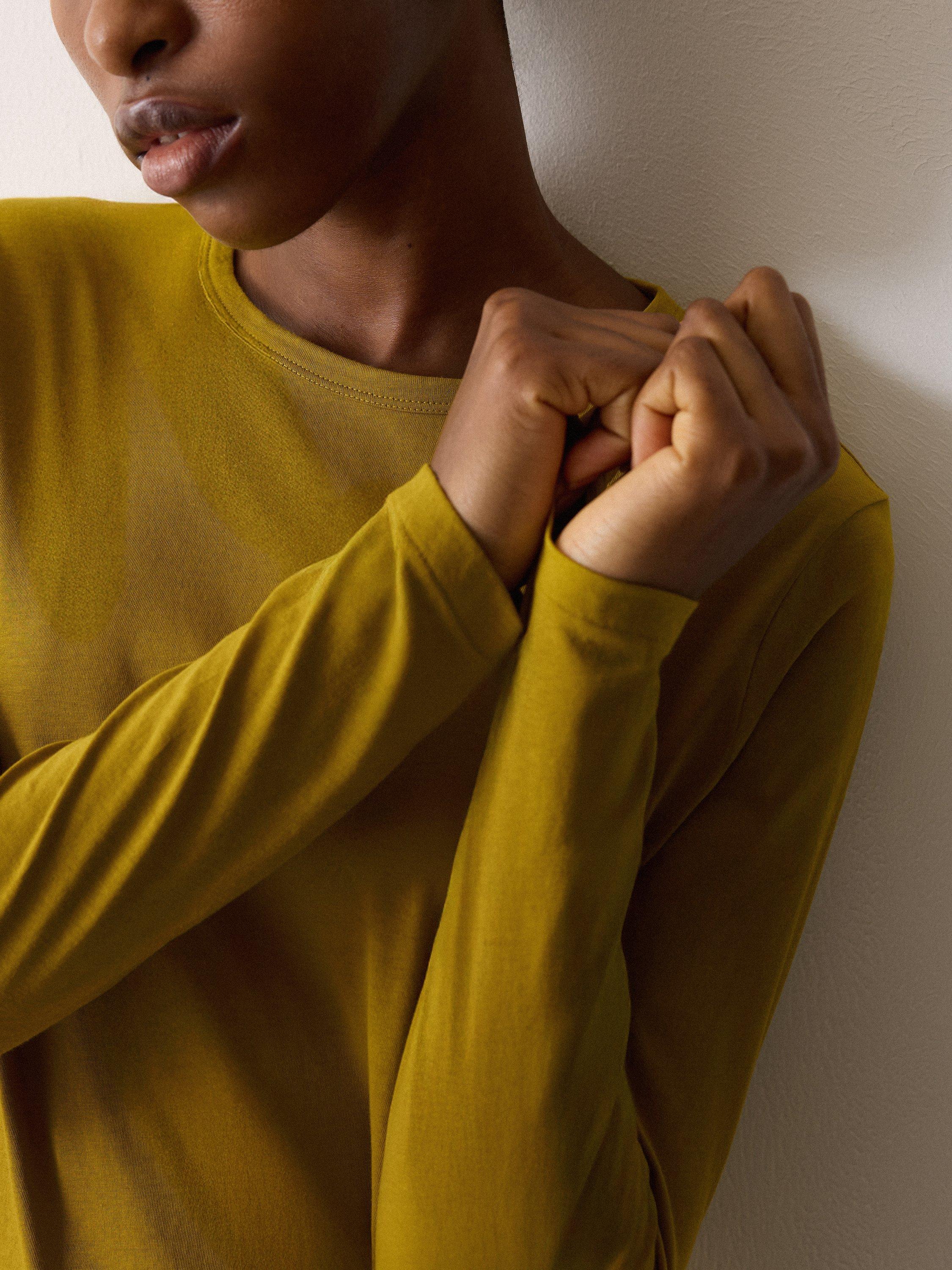 Product image 3 of 5, which shows Jigsaw Supima Cotton Long Sleeve Top, Vintage Chartreuse, S