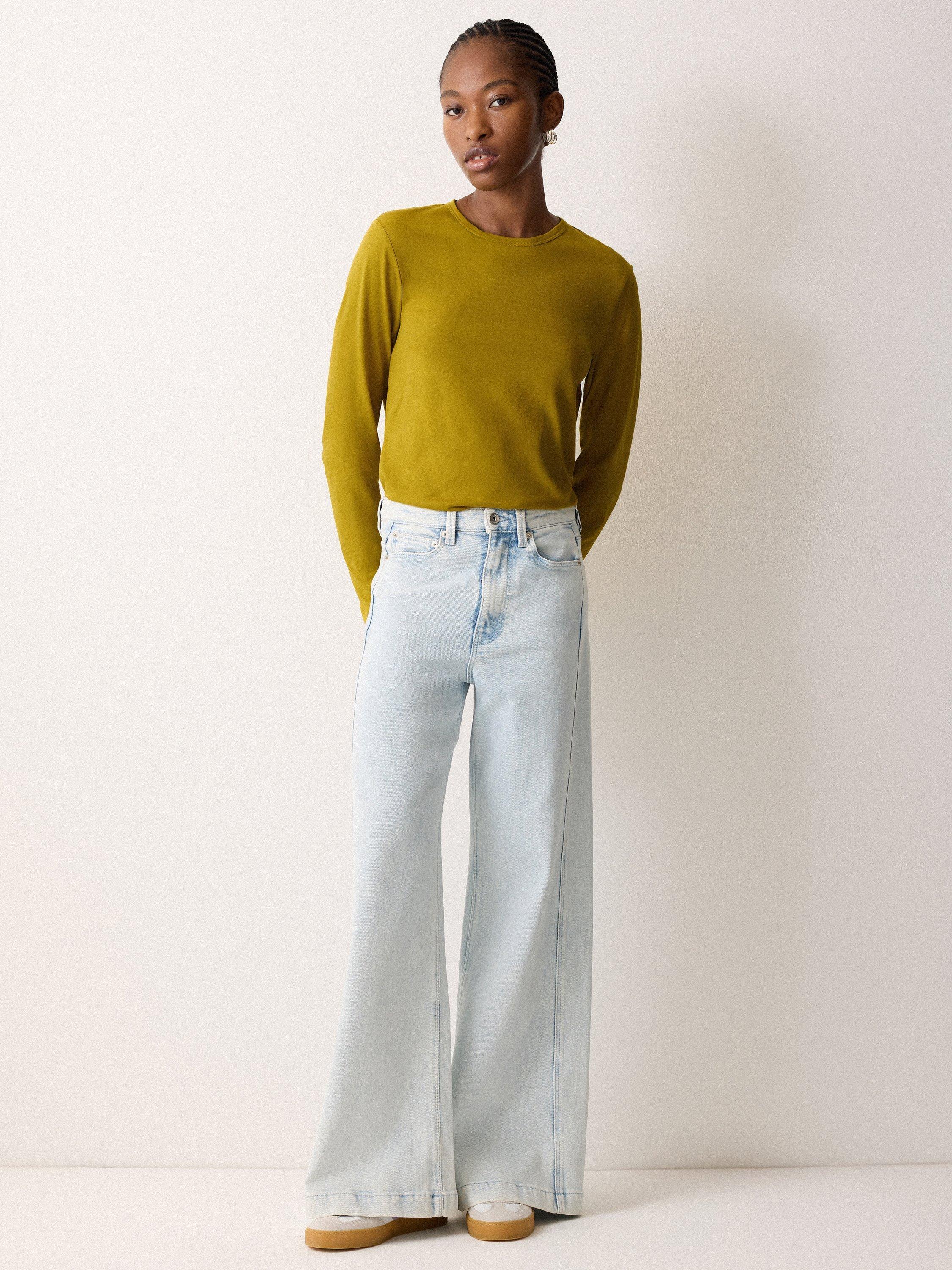 Product image 4 of 5, which shows Jigsaw Supima Cotton Long Sleeve Top, Vintage Chartreuse, S