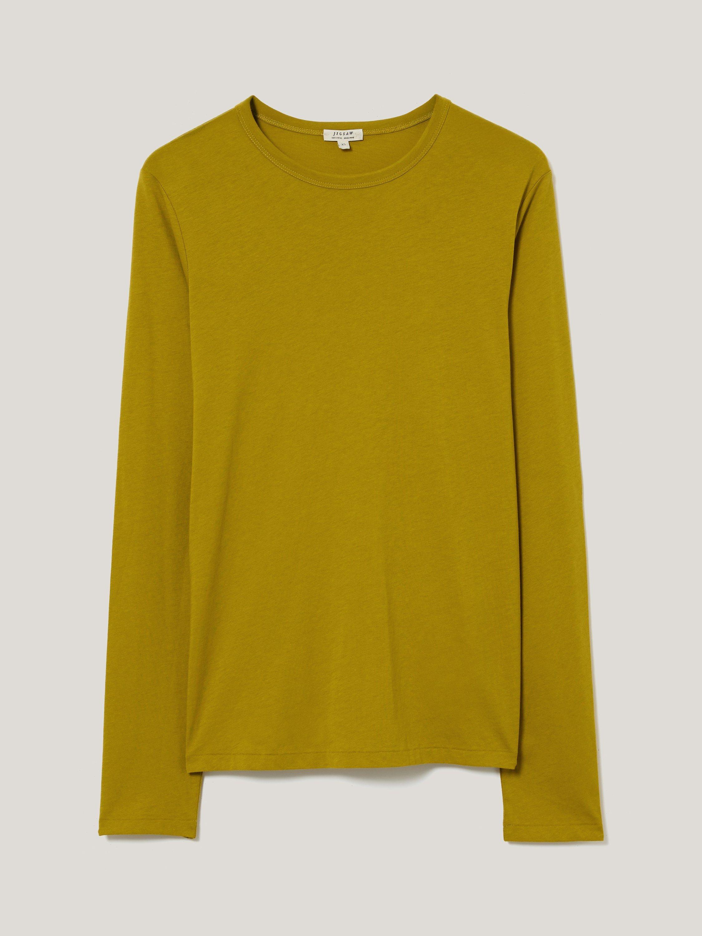 Product image 5 of 5, which shows Jigsaw Supima Cotton Long Sleeve Top, Vintage Chartreuse, S