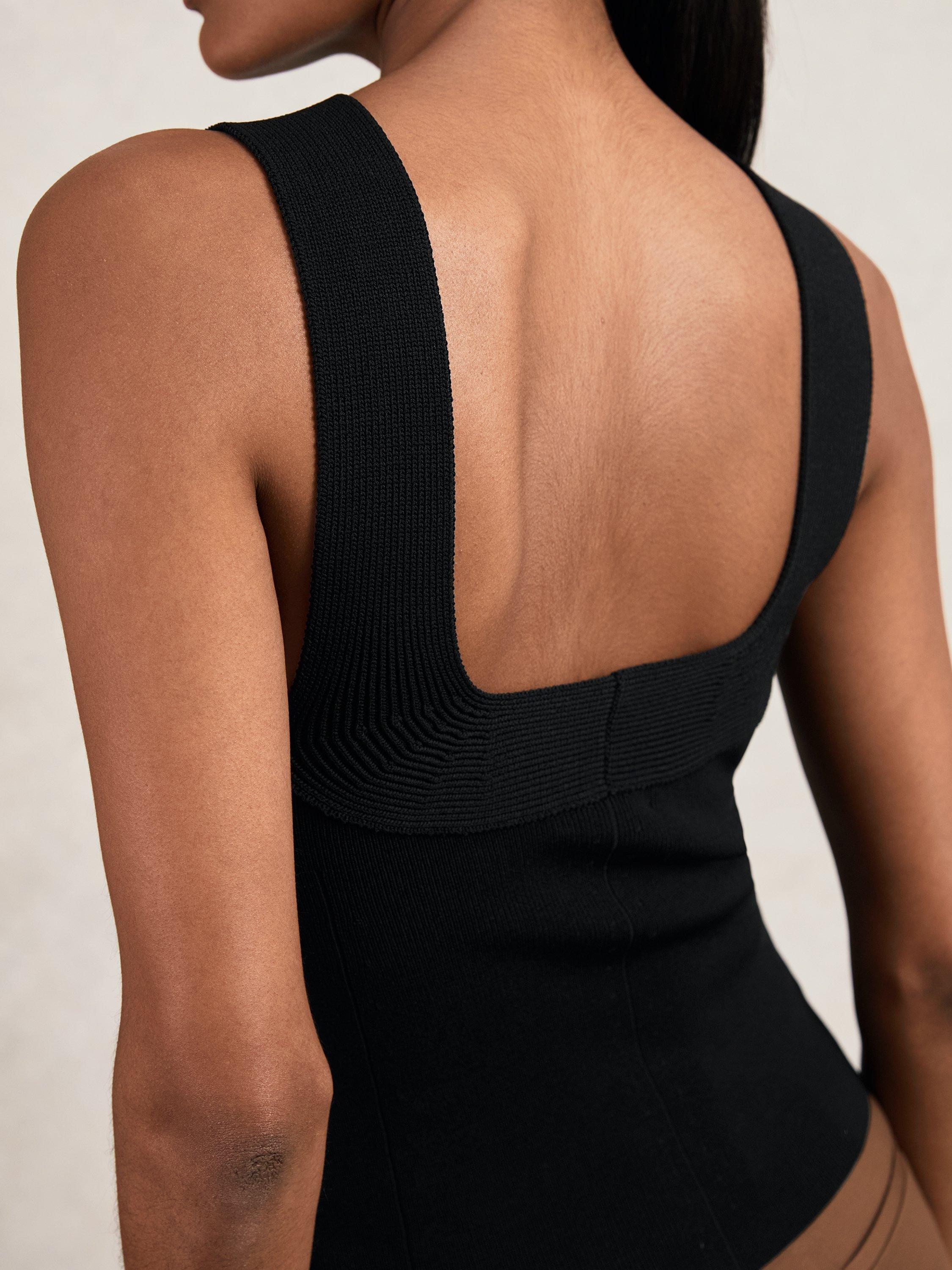 Product image 4 of 4, which shows Reiss Maisie Low Back Vest Top, Black, XS