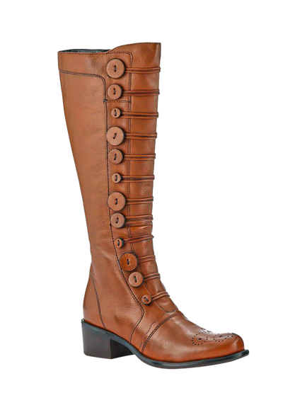 Jones Bootmaker Andreea Leather Knee High Boots - view 2, Dark Tan