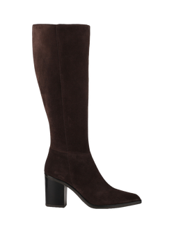 Jones Bootmaker Cagliari Suede Wide Calf Fit Knee High Boots, Chocolate, Chocolate