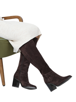 Jones Bootmaker Cagliari Suede Wide Calf Fit Knee High Boots, Chocolate - view 2, Chocolate