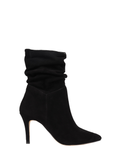 Jones Bootmaker Luisa Leather Ruched Ankle Boots, Black, Black