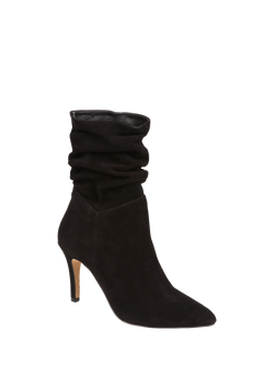 Jones Bootmaker Luisa Leather Ruched Ankle Boots, Black - view 2, Black