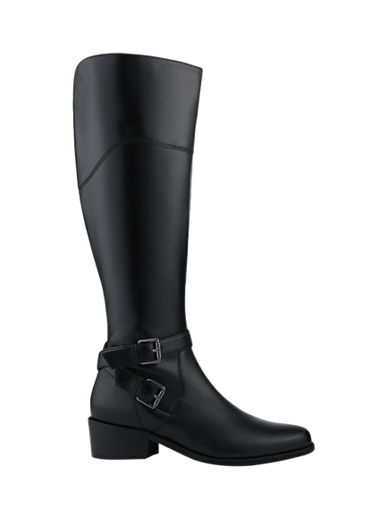 Jones Bootmaker Phoebe Leather Wide Calf Fit Knee High Boots, Black, Black