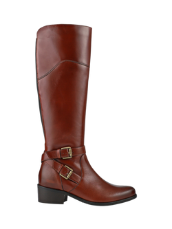 Jones Bootmaker Phoebe Leather Wide Calf Fit Knee High Boots, Black, Tan