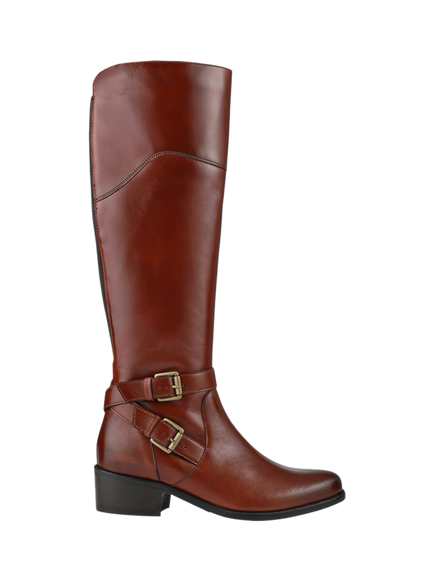 Jones Bootmaker Phoebe Leather Wide Calf Fit Knee High Boots, Black, Tan