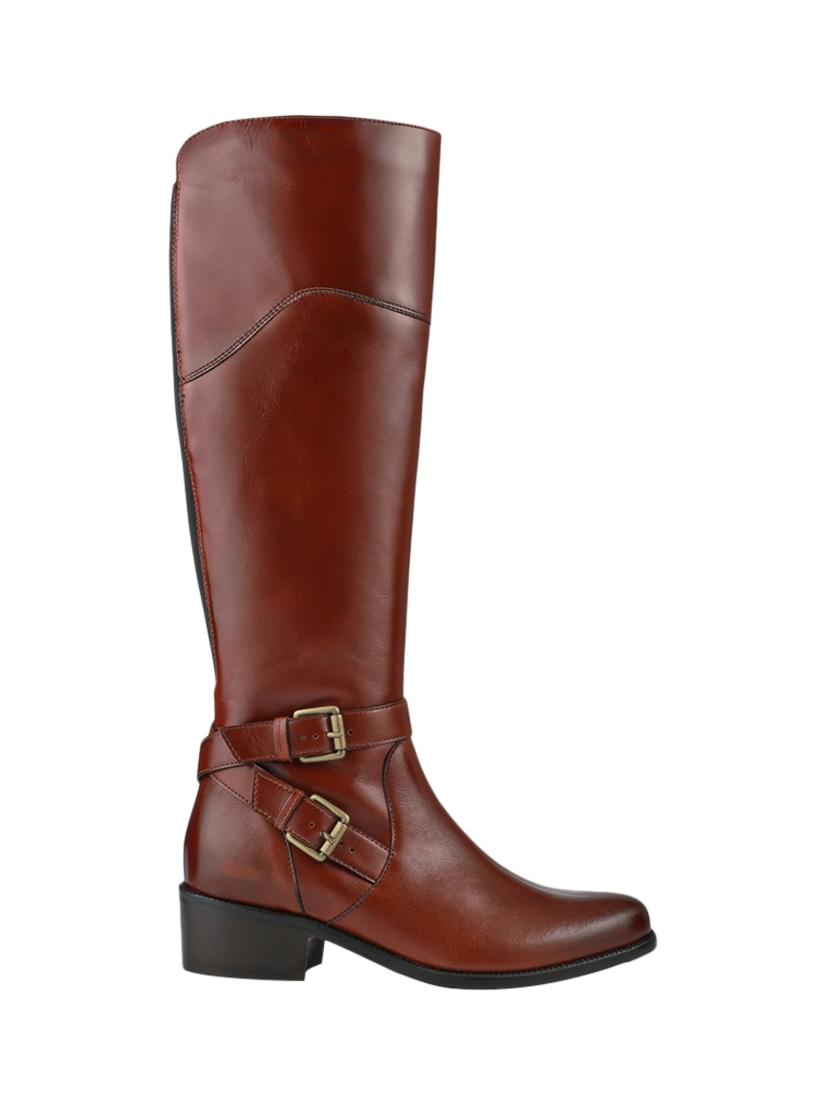 Product image 1 of 5, which shows Jones Bootmaker Phoebe Leather Medium Calf Fit Knee High Boots, Tan, 3