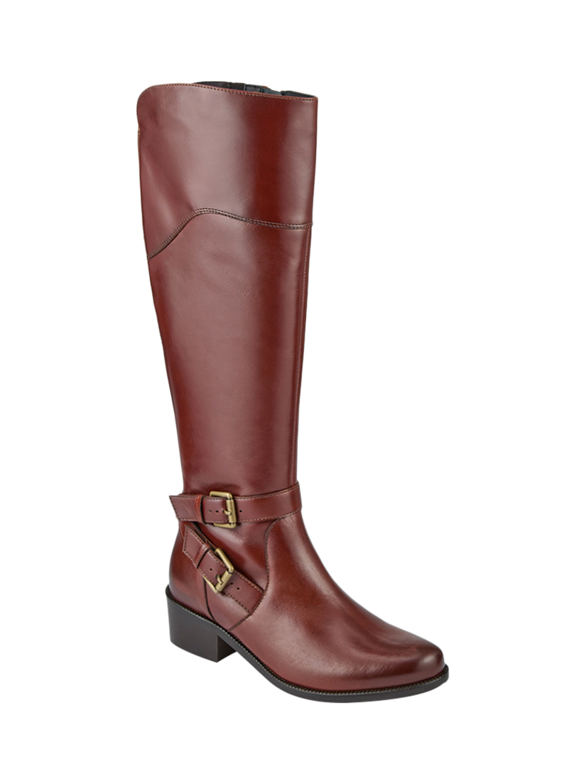 Product image 2 of 5, which shows Jones Bootmaker Phoebe Leather Medium Calf Fit Knee High Boots, Tan, 3