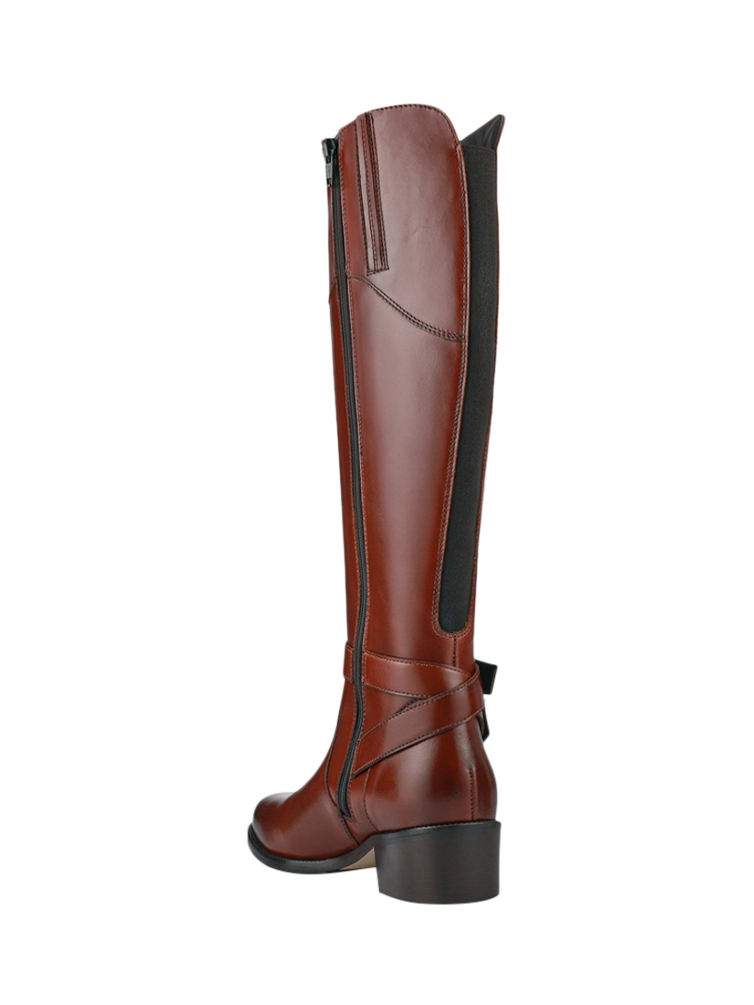 Product image 3 of 5, which shows Jones Bootmaker Phoebe Leather Slim Calf Fit Knee High Boots, Tan, 3