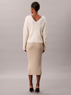 Calvin Klein Rib Knit Midi Skirt, Island Fossil - view 2, Island Fossil