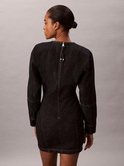 Calvin Klein Structured Denim Dress, Resin Rinse - view 2, Resin Rinse