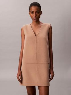 Calvin Klein Double Face Wool Rich Shift Dress, Amphora, Amphora