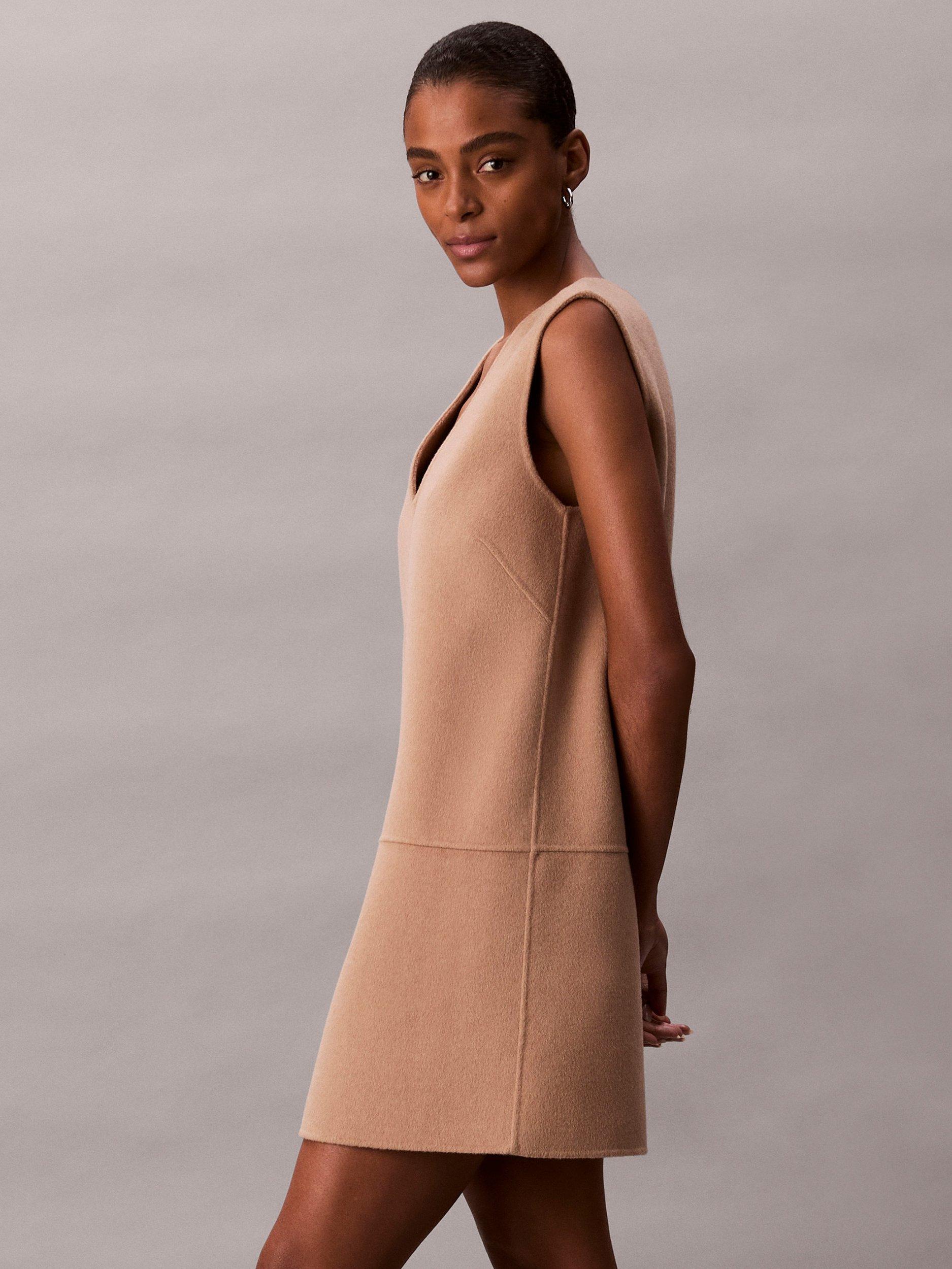 Product image 4 of 6, which shows Calvin Klein Double Face Wool Rich Shift Dress, Amphora, 4