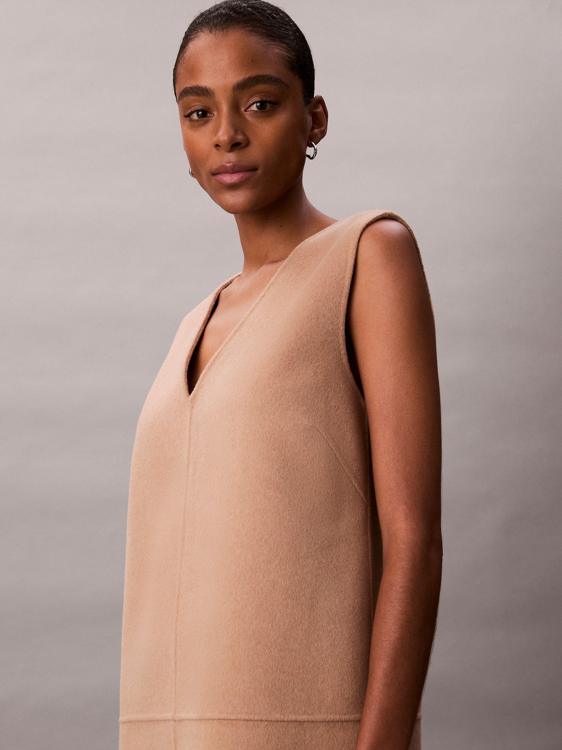 Product image 5 of 6, which shows Calvin Klein Double Face Wool Rich Shift Dress, Amphora, 4