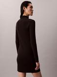 Calvin Klein Logo Roll Neck Ribbed Dress, Black