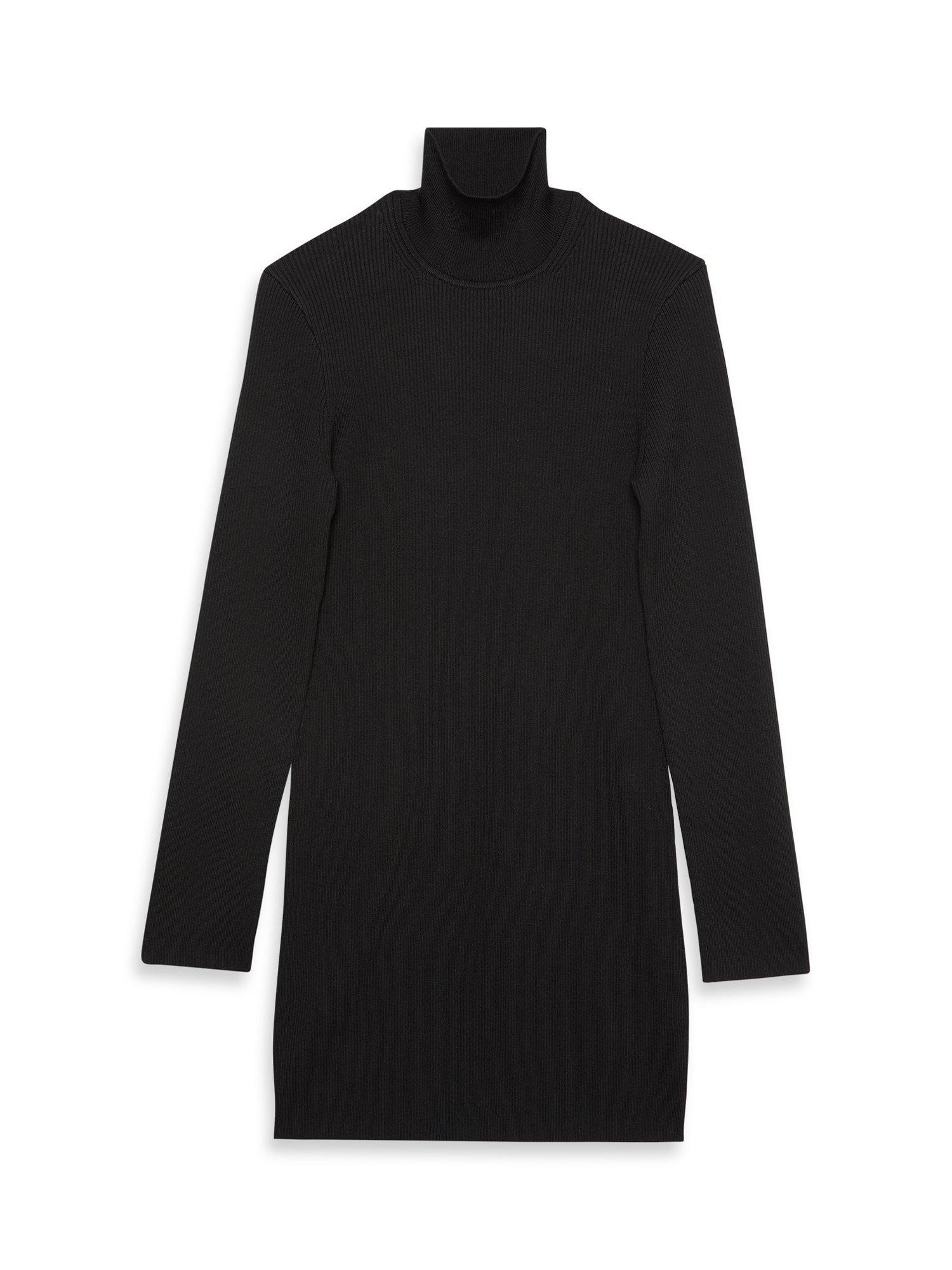 Product image 6 of 6, which shows Calvin Klein Logo Roll Neck Ribbed Dress, Black, XXS