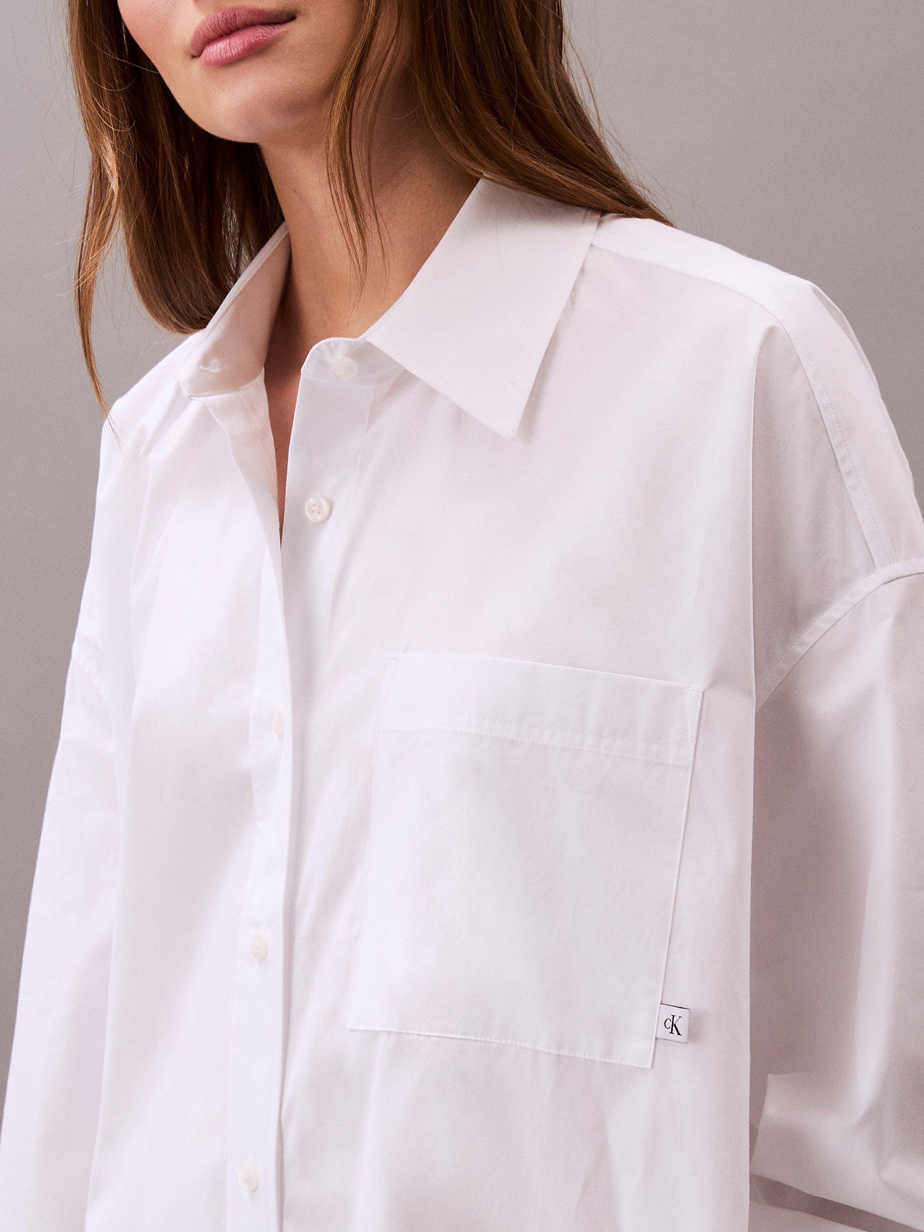 Product image 5 of 6, which shows Calvin Klein Oversized Cotton Shirt, Brilliant White, XXS