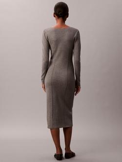 Calvin Klein Stitch Fabric Midi Dress, Grey Heather - view 2, Grey Heather