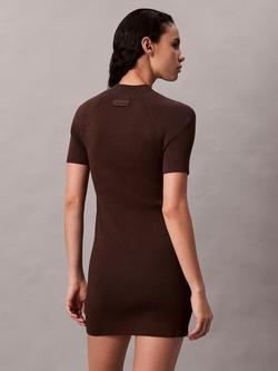 Calvin Klein Sculpted Knit Mini Dress, Brown Cork - view 2, Brown Cork