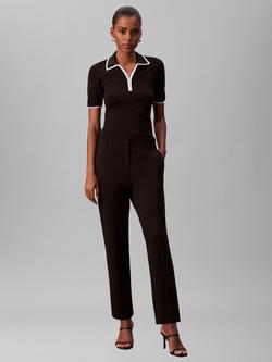 Calvin Klein Darted Ponte Tailored Trousers, Black, Black