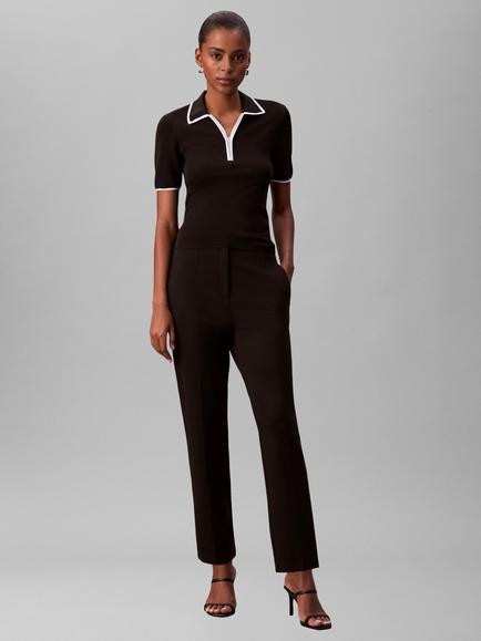 Calvin Klein Darted Ponte Tailored Trousers, Black, Black
