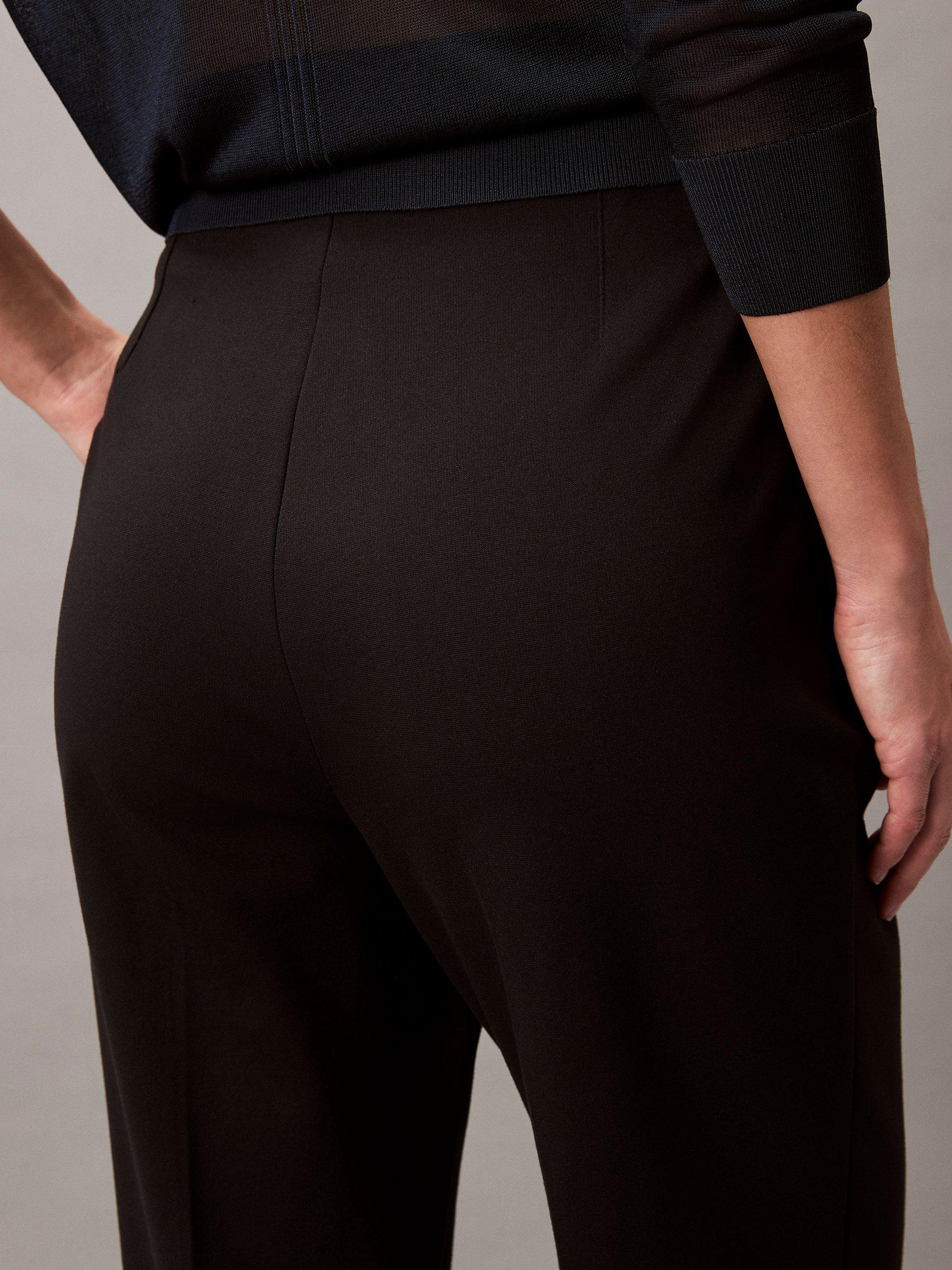 Product image 5 of 6, which shows Calvin Klein Darted Ponte Tailored Trousers, Black, XXS