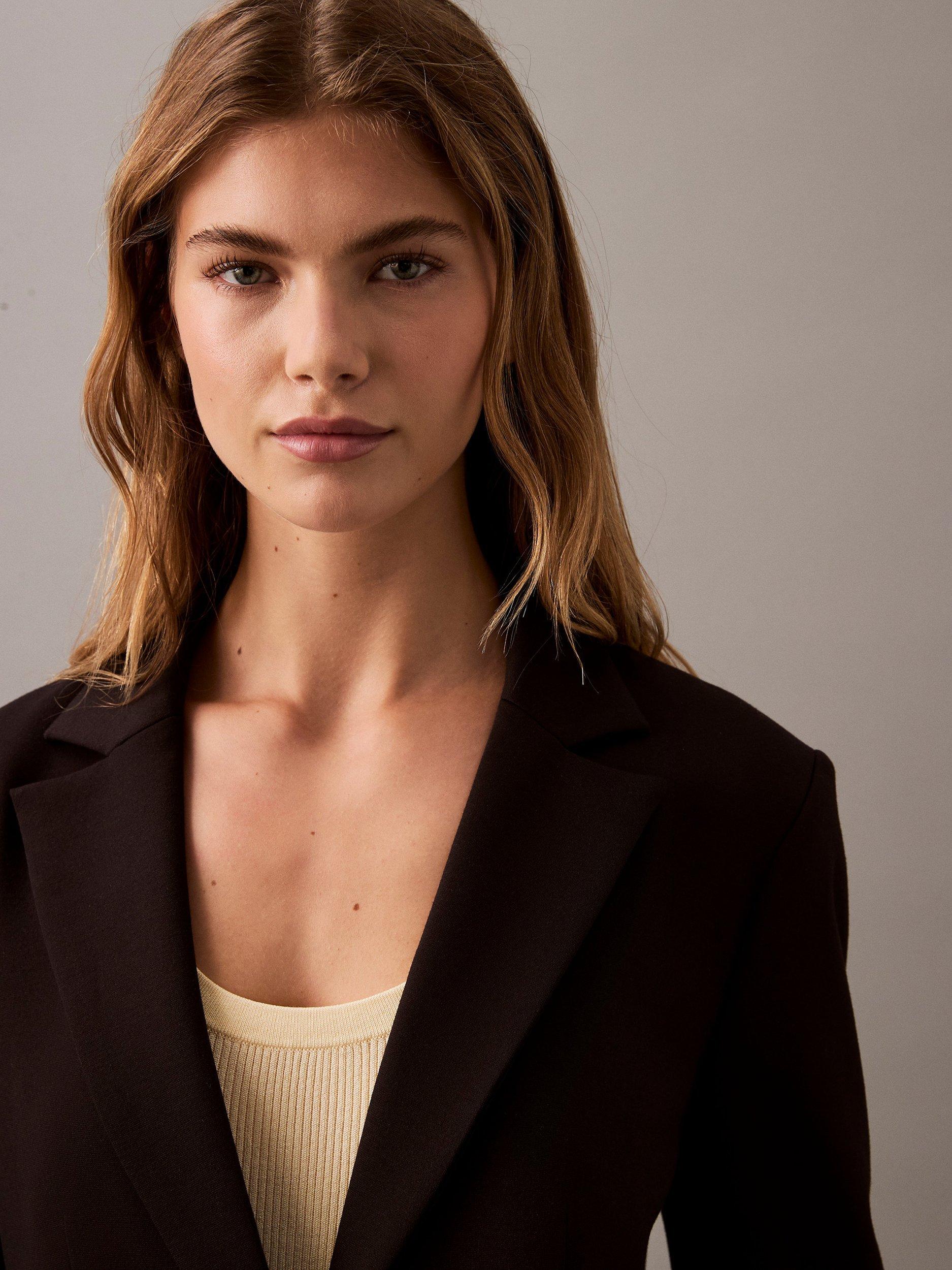 Product image 6 of 7, which shows Calvin Klein Slim Fit Ponte Blazer, Black, 4