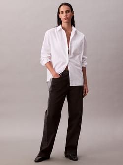 Calvin Klein Logo Relaxed Cotton Poplin Shirt, Brilliant White