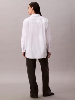 Calvin Klein Logo Relaxed Cotton Poplin Shirt - view 2, Brilliant White