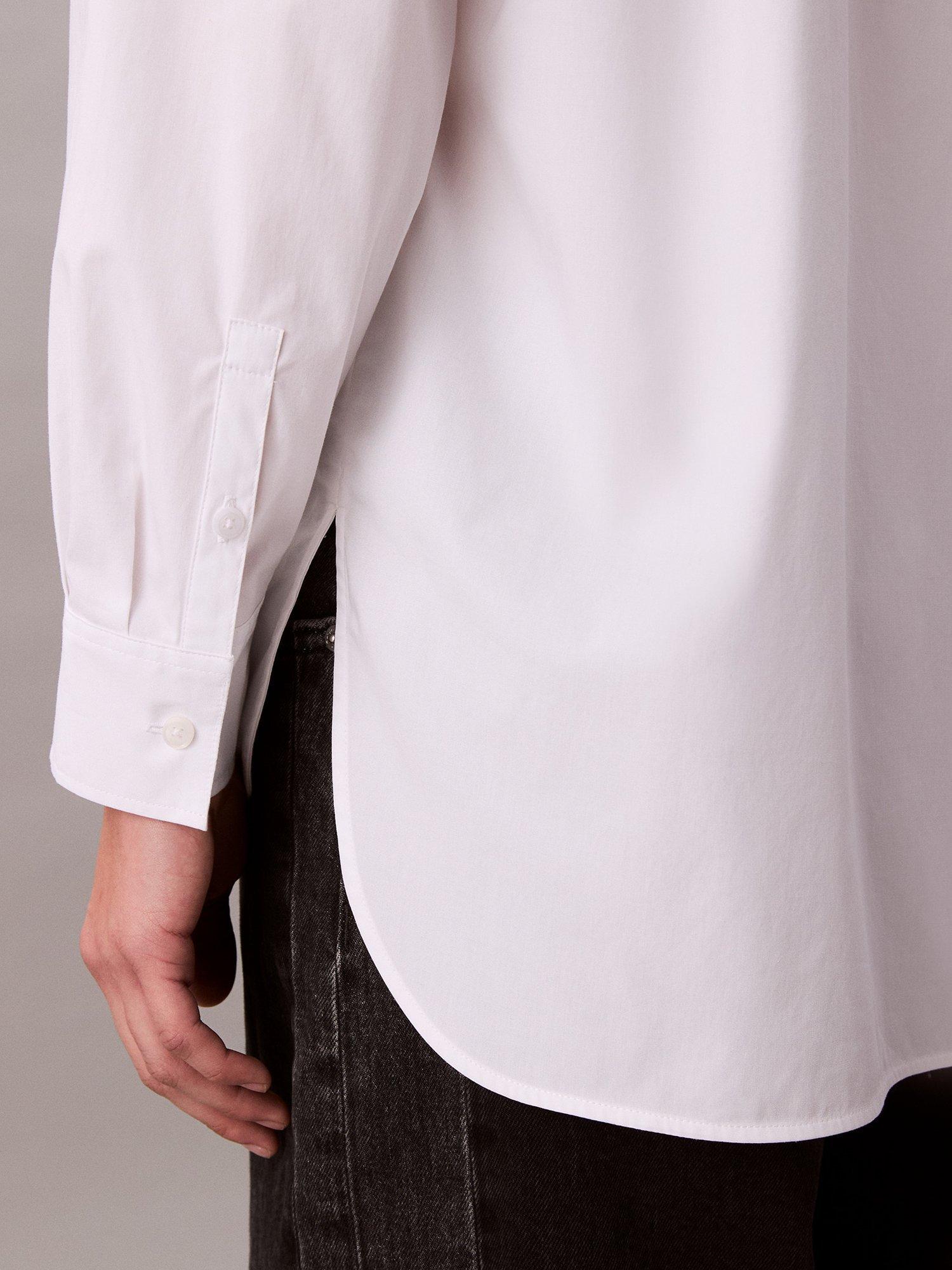 Product image 5 of 6, which shows Calvin Klein Logo Relaxed Cotton Poplin Shirt, Brilliant White, XS