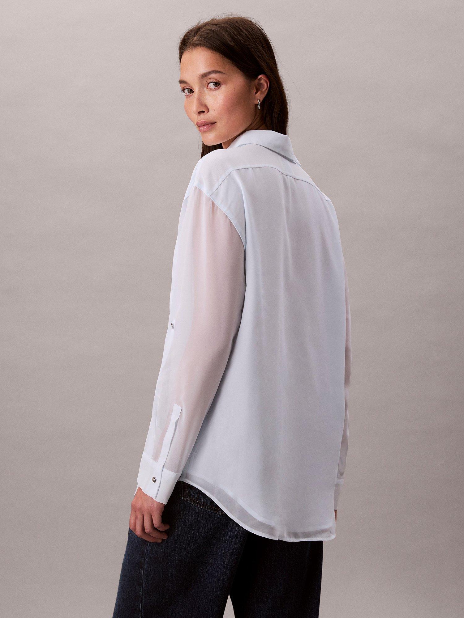 Product image 2 of 7, which shows Calvin Klein Roll Sleeve Shirt, Ice Melt, XXS